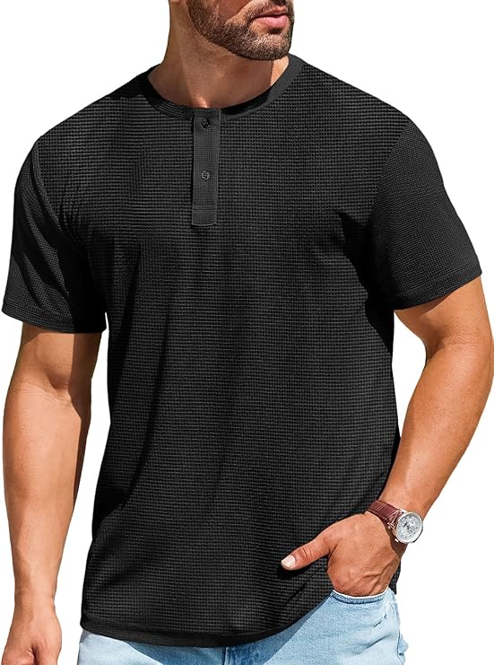 Men's Waffle Henley Shirts